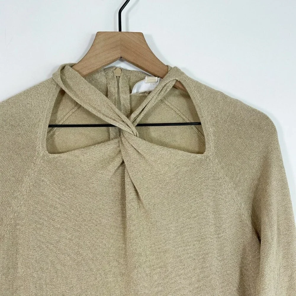 Michael Kors Khaki Metallic Twist Sweater Dress‎ M
